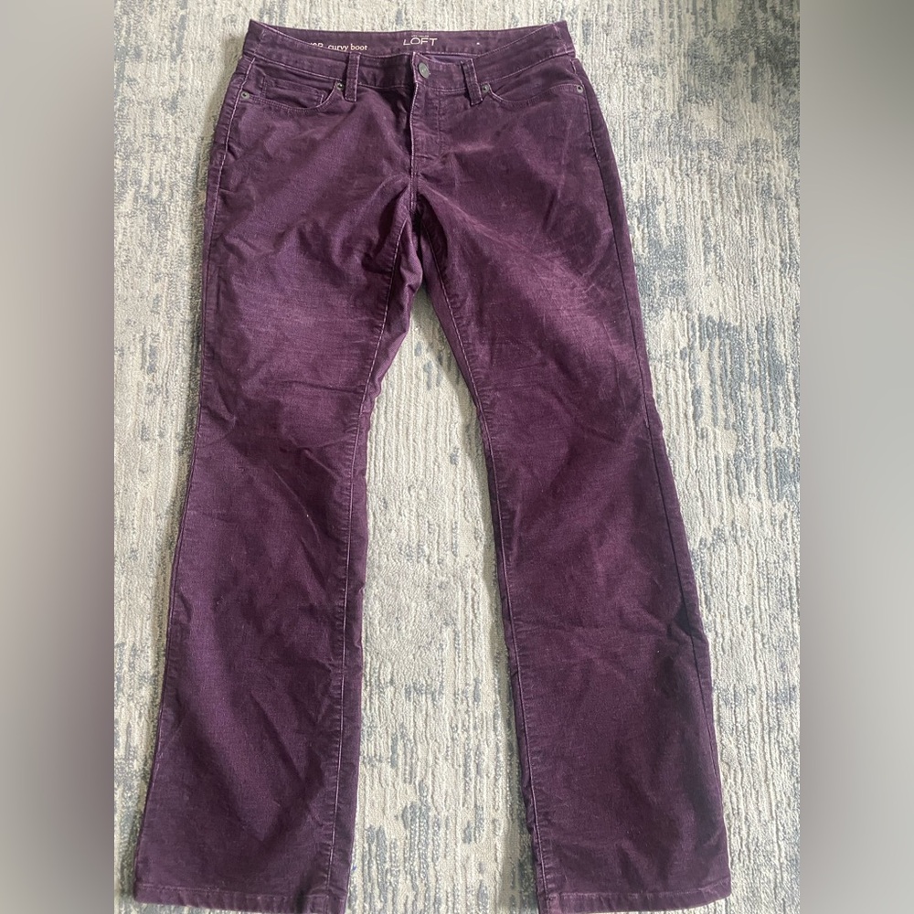 LOFT Deep Plum Corduroy Boot Cut Jeans